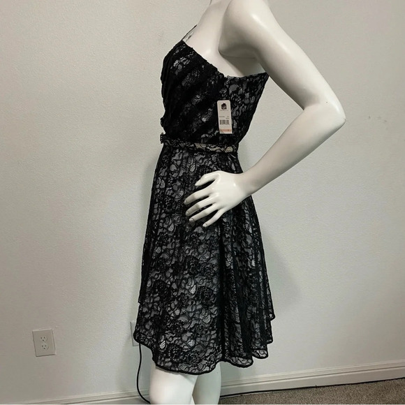 Laundry by Design NEW Fit & Flare Dress One Shoulder Floral Lace Black Size 2 - Picture 5 of 8